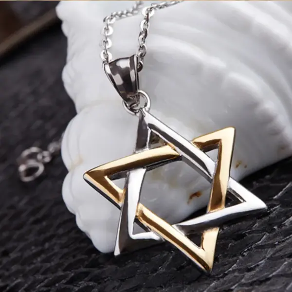 Wholesale Fashionable Stainless Steel Six-Pointed Star Magic Array Necklace Unisex Titanium Steel Pendant Jewelry Simple Style Popular On Taobao