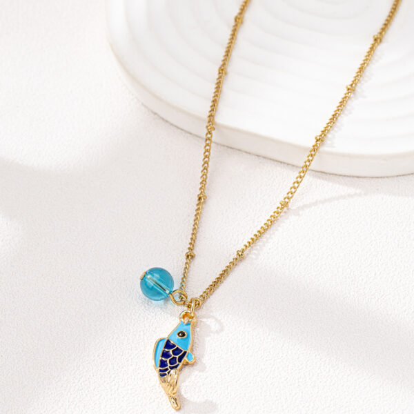 oly-172c194cfe050711212570783b9c81b4 Wholesale 1 Fashion Trend Marine Life Oil Drop Blue Fish Koi Pendant Necklace Women's Vacation Wear