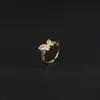 Wholesale Butterfly Ring For Women In Copper With 14K Real Gold Electroplated Finish And Zircon Inlay