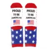 Wholesale Creative Letter Embroidery Sports Socks American Independence Day Flag Stripe Casual Cotton Socks Unisex Anti-Odor Sweat Absorbent