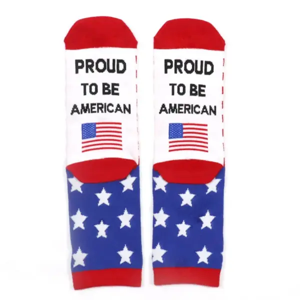 Wholesale Creative Letter Embroidery Sports Socks American Independence Day Flag Stripe Casual Cotton Socks Unisex Anti-Odor Sweat Absorbent