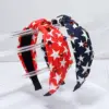 Wholesale Wide Edge Fabric Printed Headband American Flag Independence Day Diamond Decoration Women Hair Accessories All Seasons