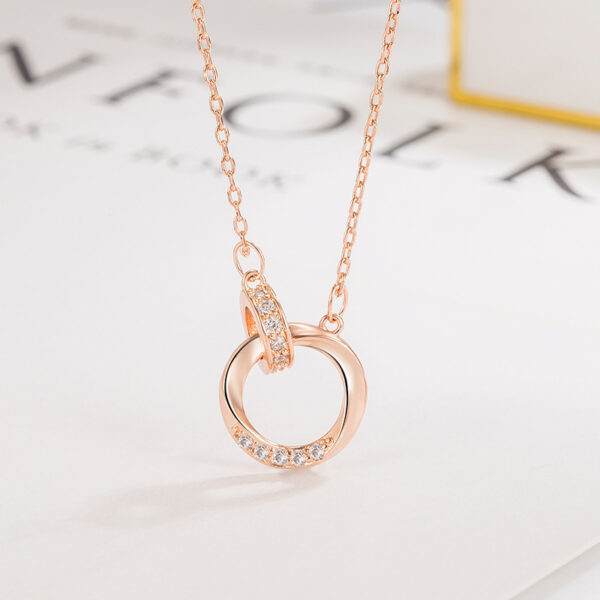 oly-17388f900902740a21d21c4dd2328673 Wholesale Diamond-Encrusted Double-Ring Möbius Ring Couple Necklace, a Pair of Men's and Women's Light Luxury Niche High-End Valentine's Day Gift