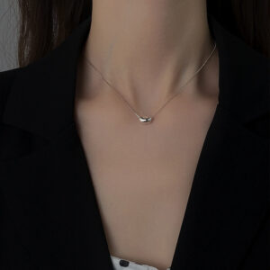 Wholesale S925 Sterling Silver Acacia Bean Necklace Women Minimalist Wind Net Red Bean Clavicle Chain Valentine's Day Gift