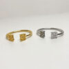 Wholesale Real Gold Electroplating Luojia Fashion Square Hollow Pattern Open-ended Plant Ring Bracelet Light Luxury Niche Exquisite Jewelry