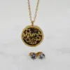 Wholesale Jewelry Fashion Round Letter Flower 304 Stainless Steel Zircon 18K Gold Plated Hollow Out Stainless Steel Jewelry Sets