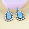 Wholesale Qifu vintage silver turquoise earrings Bohemia western ethnic long earrings women's jewelry