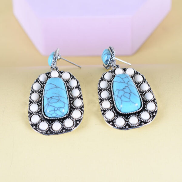 Wholesale Qifu vintage silver turquoise earrings Bohemia western ethnic long earrings women's jewelry