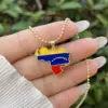 Wholesale Unisex National Flag Enamel Pendant Necklace With 18K Real Gold Plated Copper And PVD Coated Finish, Featuring A Beaded Chain