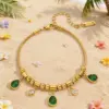 Wholesale Water Droplets Couple Bracelets With Waterproof Non Tarnish 18K Real Gold Plated 304 Stainless Steel Snake Chain Featuring Zircon Inlay
