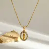 Wholesale Electroplated Portrait Pendant Necklace For Women With 18K Gold Plated Stainless Steel And Zircon, PVD Coated Snake Chain