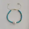 Wholesale Fashion Geometric Turquoise Freshwater Pearl Knitting Bracelets