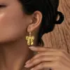 Wholesale Gold Gold-Plated Bowknot Women's Earrings 1 Pair French Art Fashion Accessories Suitable For Women Suitable For Holiday Banquets