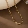 Wholesale Fashion Curved Design Minimalist Style Basic Chain Suitable For Women To Wear With Other Accessories Or As A Gift Vacuum Electroplated (Furnace) Necklace