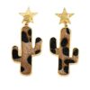 Wholesale Fashion Cactus Leopard Earrings All-match Spice Girls Cold Wind Exaggerated Atmosphere Party 4370