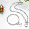 Wholesale 201 Stainless Steel 304 Stainless Steel Heart Shape Electroplating Stone-Free 18K Real Gold Plated Golden Plated Vacation Classic Style Cable Chain Bracelets Necklace