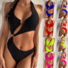 oly-17aebec1e5275fd86cefd8e83ffb3209 Wholesale Aliexpress Women's Pure Color Bandage Split Swimsuit Sexy Bikini Bikini Lz41