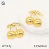 Wholesale Ion Plating (IP) 18K Gold Plated Leaves Cherry Flower 304 Stainless Steel Elegant Vacation Classic Style Waterproof Non Tarnish Drop Earrings