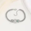 Wholesale Unisex Micro-Paved Zircon Copper Bracelet Double Leopard Head Cuban Chain Punk Style True Gold Plated Hip Hop Jewelry