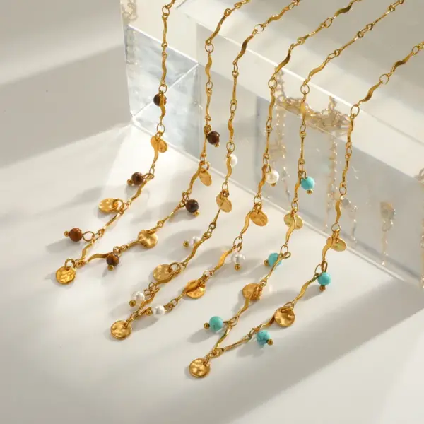 Wholesale Vacuum Electroplating (In Furnace) Plated 18K Real Gold Pearl 304 Stainless Steel Artificial Pearl Natural Stone Elegant Minimalist Style Lobster Clasp Necklace