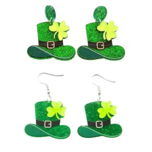 oly-17d611f42f80dcb1fe9fa528ab00bfdd Wholesale Carnival personalized all-match Green acrylic glitter lucky grass earrings