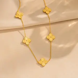 Gold Five-leaf Clover Necklace