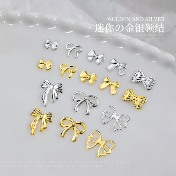 oly-17e2b559f0ffed2698f31533601846de Wholesale Popular Manicure Jewelry Gold and Silver Hollow Alloy Bow Tie Flash Light Luxury All-match Bow Manicure Nail Accessories