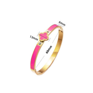 18k four-leaf clover bracelet-gold rose red