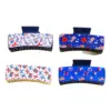 Wholesale National Flag Hair Claw For Women In White PU Leather, Perfect Hairpin Accessory For Independence Day