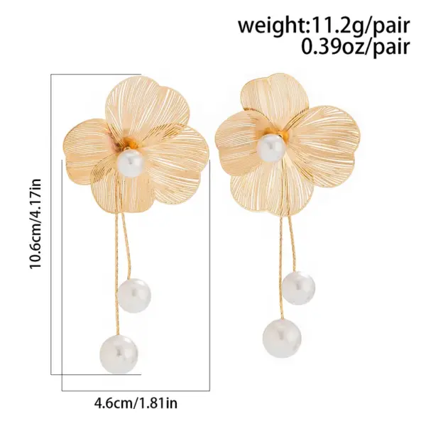 Wholesale 1 Pair Elegant Lady Streetwear Flower Ginkgo Leaf Plating Inlay Alloy Imitation Pearl Drop Earrings Ear Studs