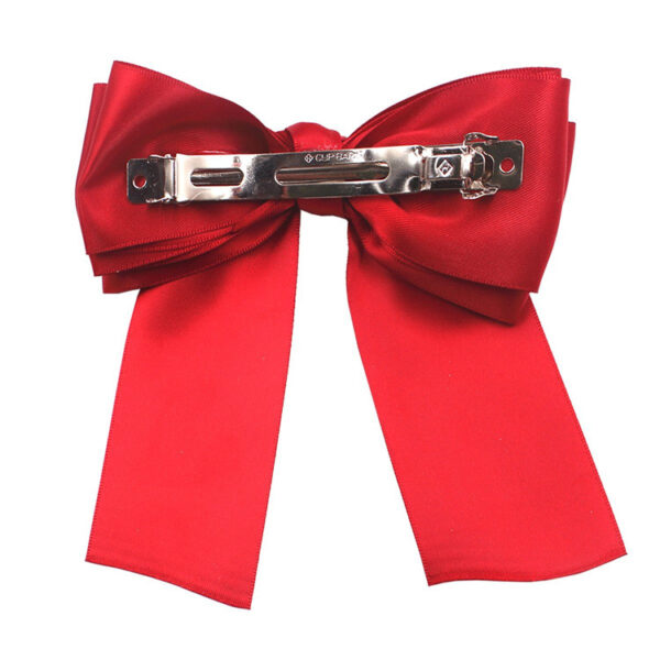 oly-17fa77dd9ae7e679643e58a872d32466 Wholesale Fabric Sade Bow Ribbon Steel Clip Solid Color Knot Women's Hair Spring Clip Jewelry