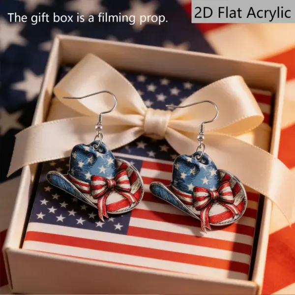 oly-1804cf842636183a03d8bcaeba427408 Wholesale Retro White & Red Print Bow Tie Drop Earrings For Women With 304 Stainless Steel Ear Pins