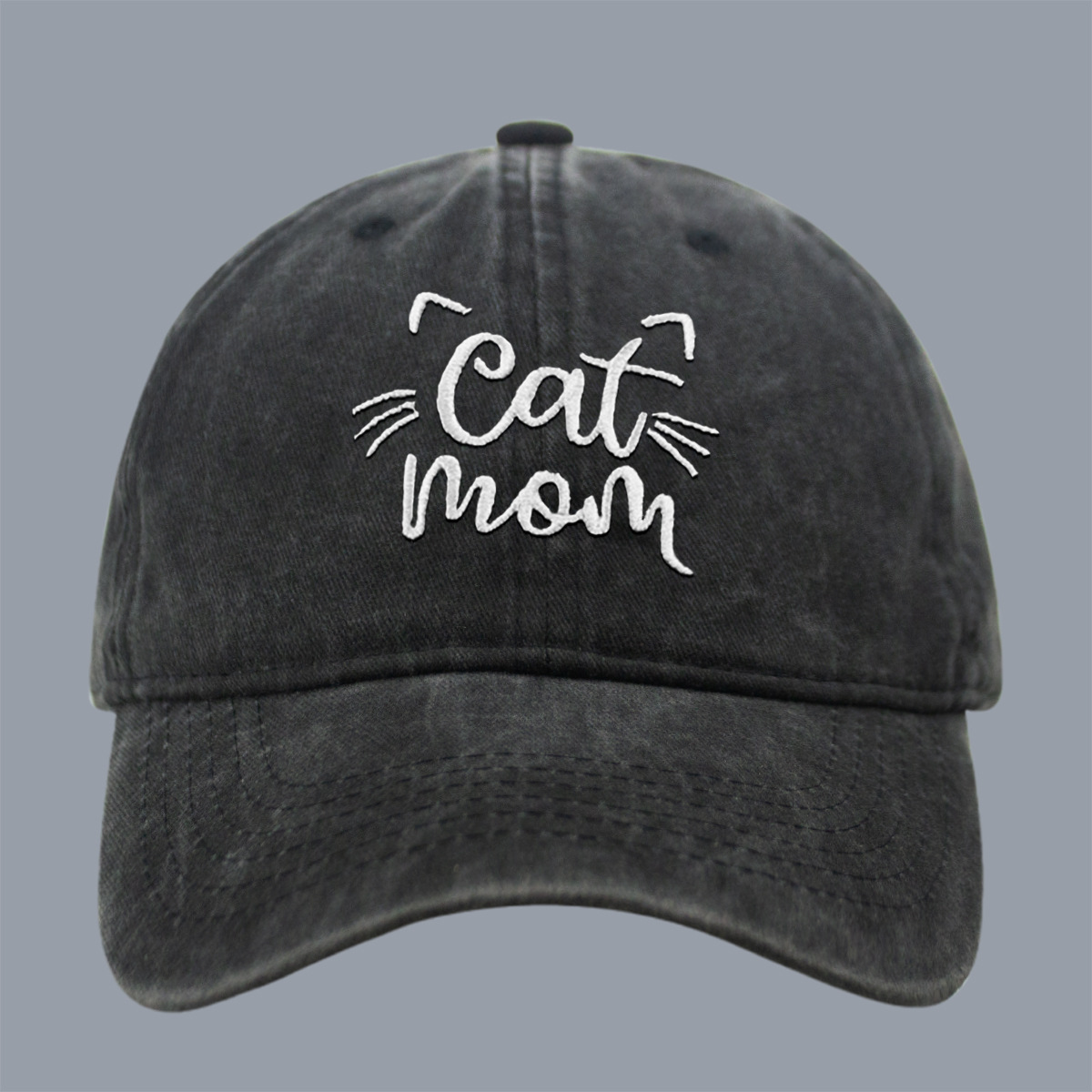 Wholesale European and American New Men's and Women's Letter CAT MOM Embroidered Washed Baseball Cap Outdoor Sports Washed Cotton Sunshade Cap Tide