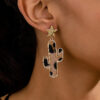 Wholesale Fashion Cactus Leopard Earrings All-match Spice Girls Cold Wind Exaggerated Atmosphere Party 4370