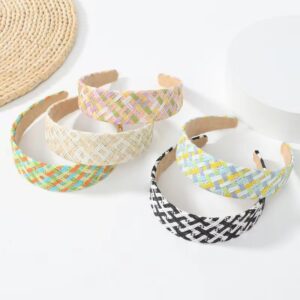 oly-1823e1e7db8c6957f061d5b1b10703c3 Wholesale Befei European and American straw rainbow headband hand-woven raffia wide-brimmed headband headdress Net red hair accessories hairpin