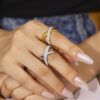 Wholesale selling simple personality X-shaped diamond ring style geometric irregular design titanium steel plated 18k gold