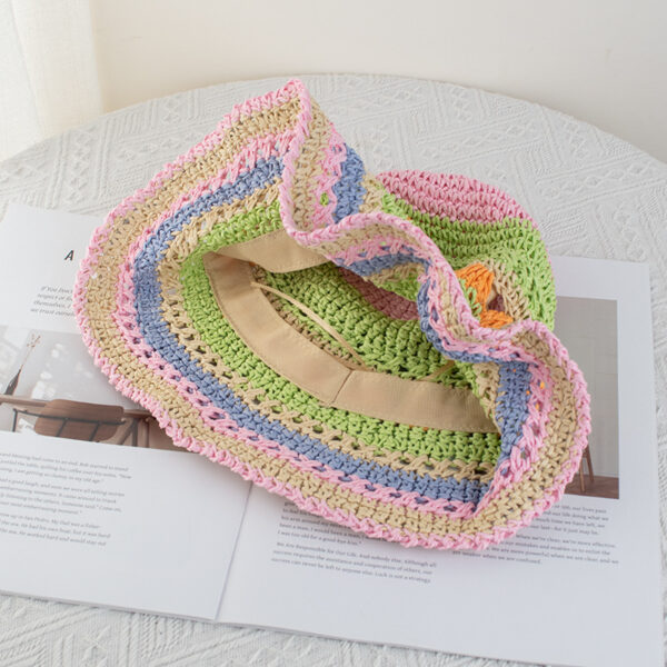 oly-183873943d2768ba9d5c3d1e3d4fd91d Wholesale Fisherman's Hat Women's Hyun-hyun Rainbow Straw Hat Summer Travel Sunshade Sunscreen Hat Seaside Beach Holiday Sun Hat Tide