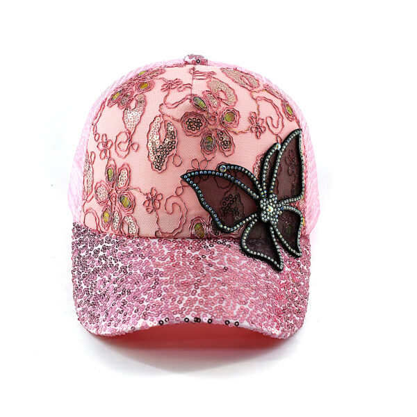 Wholesale Arrival Summer Sequin Butterfly Baseball Cap Women's Fashion Sunscreen Sunshade Hat Breathable All-match Korean Style Street Dance Cap