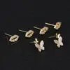 Wholesale Lips Stud Earrings For Women Copper With Zircon Inlay Bezel Setting Electroplated Gold 925 Sterling Silver Posts