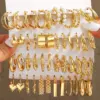Wholesale 1 Set Ig Style Geometric Plating Inlay Alloy Artificial Pearls Rhinestones 14k Gold Plated Earrings