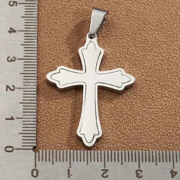 Wholesale DIY Jewelry High-Quality Polished 304 Stainless Steel Rhinestone Cross Handmade National Flag Square Pendant