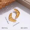 Wholesale Waterproof Non Tarnish Leaves Stud Earrings For Women In 201 Stainless Steel With Real Gold Plated PVD Coating And 0.03µm Thickness