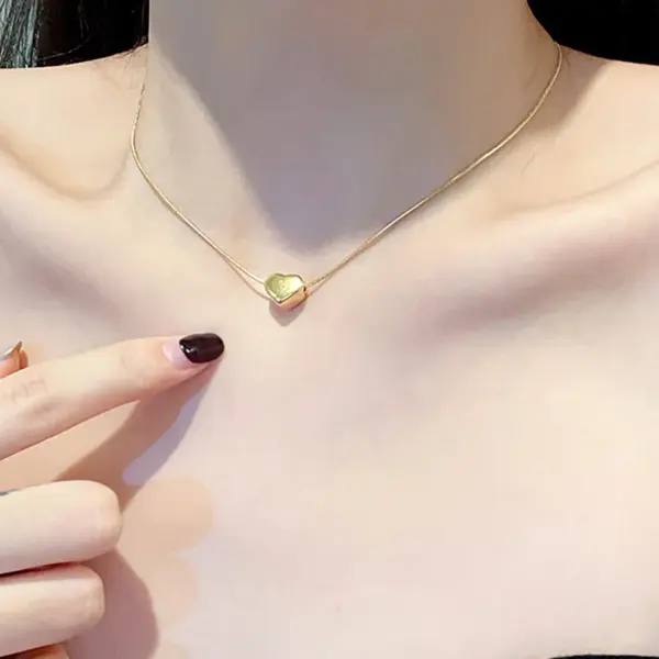 Wholesale Heart Shape Necklace For Women With 18K Real Gold Plated 304 Stainless Steel Featuring PVD Vacuum Plating And Electroplated Gold Finish