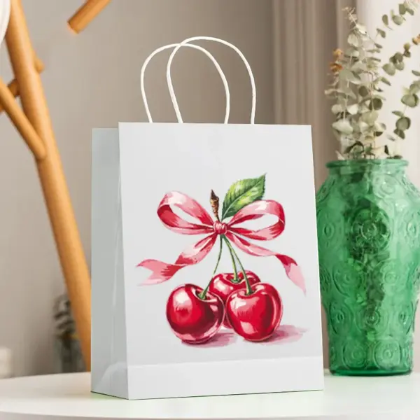 Wholesale Cherry Bow Gift Bag Handheld Fruit Party Favor Thanksgiving Christmas Gift Wrapping Paper Bag Casual Valentine's Day Gift