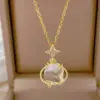 Wholesale Ice Cream Necklace For Sibling Suit, Waterproof 304 Stainless Steel With 14K Gold Plated UV Coating And Artificial Gemstones