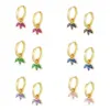 Wholesale Copper Shamrock PVD Coated Zircon 18K Real Gold Plated Simple Style Shiny Inlay Drop Earrings