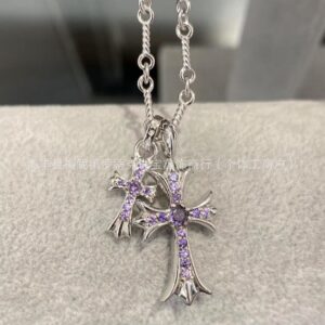 White gold purple diamond necklace