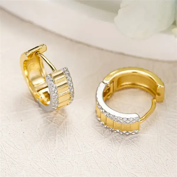 Wholesale Three-dimensional Geometric Earrings For Women In Copper With KC Golden Water Plating And 0.03µm Thickness