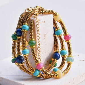 oly-18c5d847a7e57caa36f56d6a20737a11 Wholesale Colorful Tourmaline Beaded Titanium Steel Bracelets for Women That Do Not Fade Niche High-End Natural Stone Bracelets Wholesale Stalls