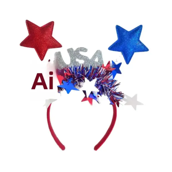 Wholesale 75th National Day USA Five-Pointed Star Headband Blue White Red Star Party Celebration Cheerleading Hair Accessories Headband